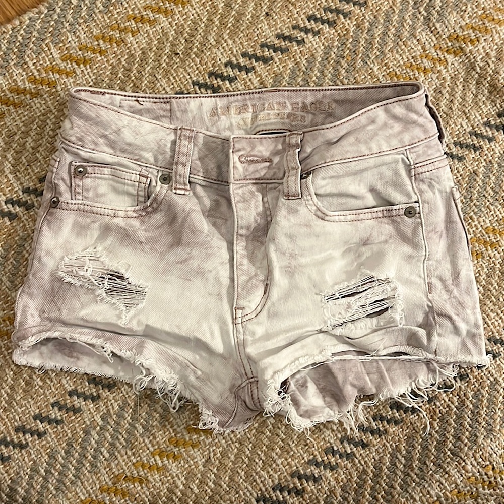 Purple  / white jean shorts